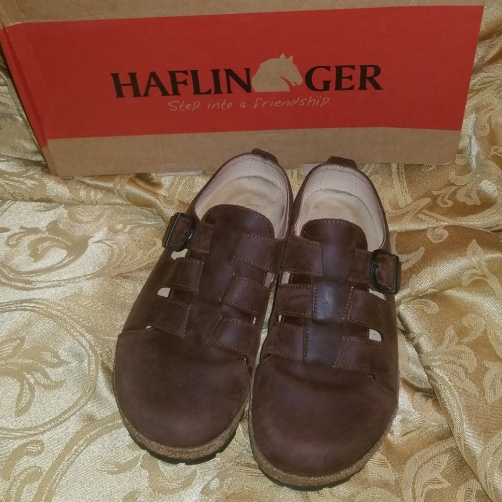 Haflinger Leather Clogs Smokey Brown Size 37